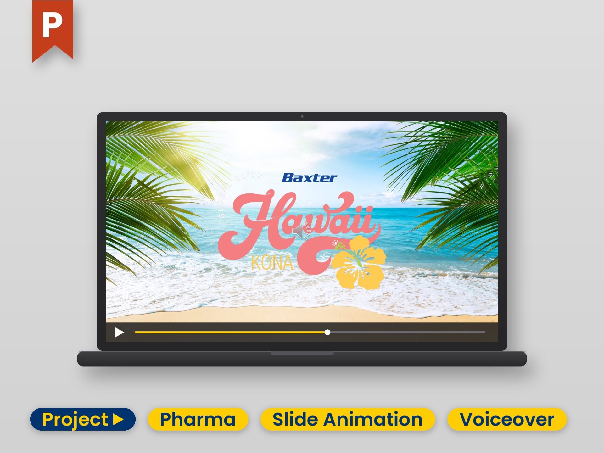 Baxter Deck – Animated Title Slide in Video Player Title slide of the animated Baxter deck in a video player – a self-running narrated presentation