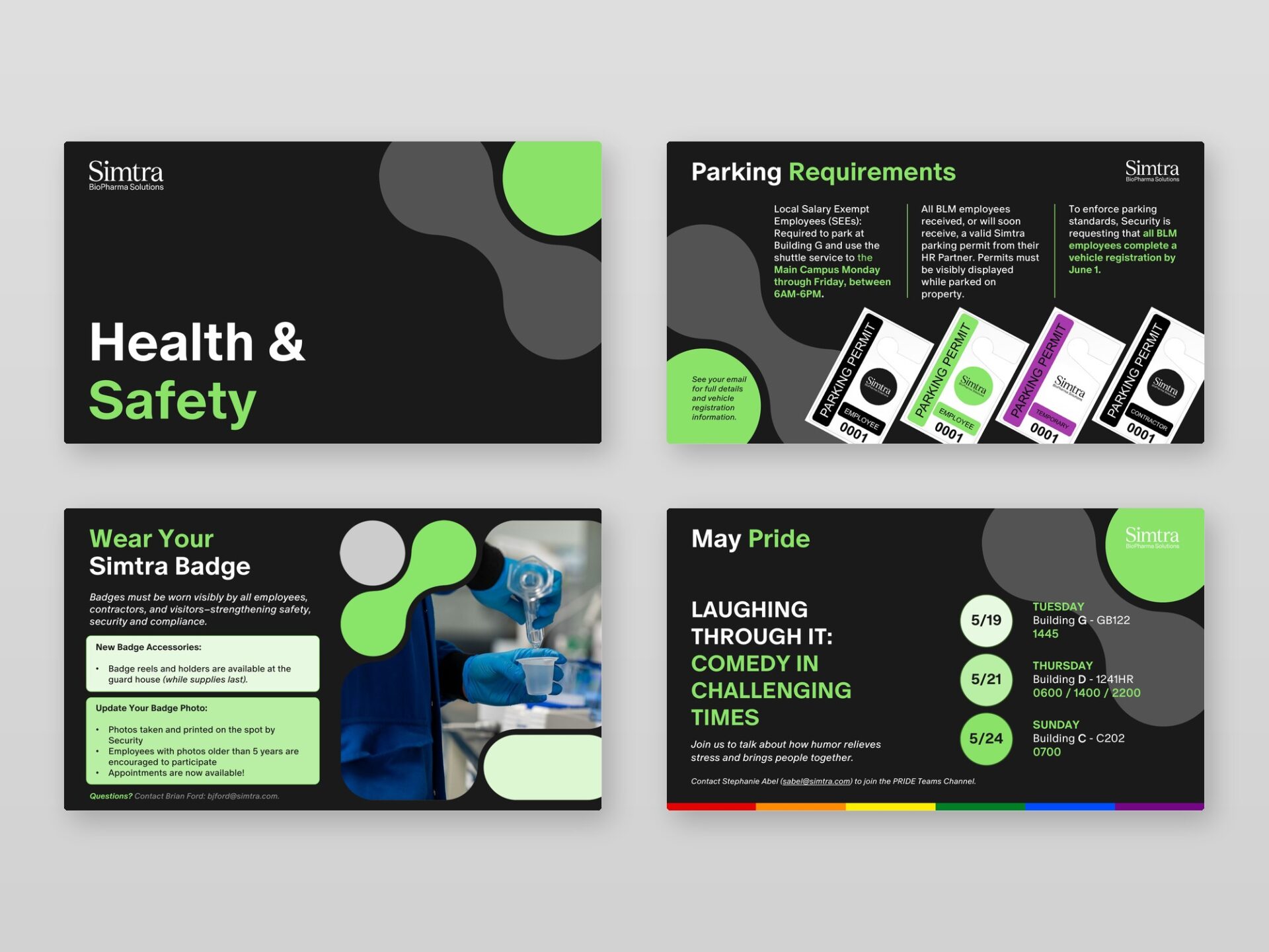Announcement and event pages with branded photo frames and vector graphics