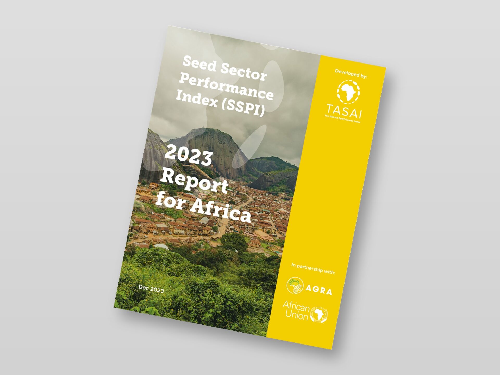 TASAI Report – Single Cover Design Single cover – full-bleed photography, color sidebar with partner logos, bold title block